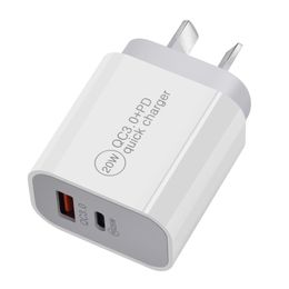 Free shipping to home Travel Adapter Wall Charger 20W PD 3.0 USB C TO C Fast Power Plug Adapter Cable for Iphone Samsung Huawei Xiaomi US EU Plug White Color 100pcs/box