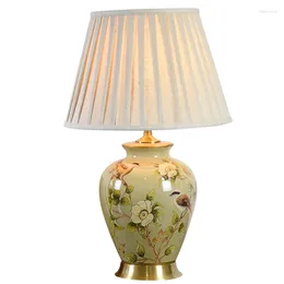 Table Lamps Chinese Flowers Birds Ceramic Lamp Bed Room Foyer Study European Retro Desk Reading Night Light TD097