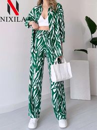 Women's Two Piece Pants In Summer Leopard Print 2 Sets Womens Outfits Elegant Shirt Pajamas For Women Long Sleeves Tops Wide Leg