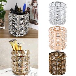 Storage Bottles Creative European Luxury Crystal Ornament Pencil Holder Cosmetic Organiser Makeup Metal Brush