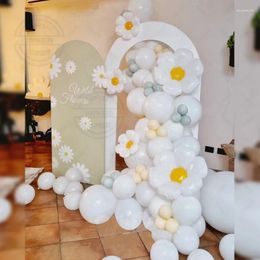 Party Decoration 69PCS White Flower Small Daisy Theme Macaron Blue Yellow Latex Balloons Arch Garland Set For Wedding Valentine's Decors