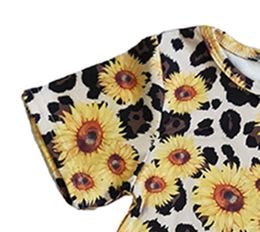 Kinder Sommer Sonnenblume Leopard Quasten Kleid Baby Mädchen Kurzarm neuer Kleidung Babe Fashion Kinder Kleinkind Kleidung