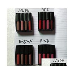 Lip Gloss Liquid Lipstick Kit The Red Nude Brown Pink Edition Mini Matte 4Pcs/Set 4 X 1.9Ml Drop Delivery Health Beauty Makeup Lips Otxsb