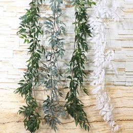 Decorative Flowers Artificial Willow Vine Branches - Hanging Plant Green Wreath Indoor Wedding Party Garland Decoration Outdoor Wall Garden