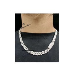 Hot Selling 10Mm Sterling Sier Moissanite Diamond Cuban Link Chain Necklace Men's Partywear Jewellery For Sale