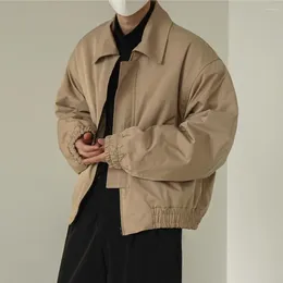 Men's Jackets Trendy Men Jacket Polyester Trench Coat Personality Solid Color Lapel Collar Windproof