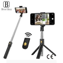 Selfie Monopods Wireless Bluetooth selfie stick tripod folding stand suitable for Redmi Huawei iPhone 12 Samsung smartphone Android iOS stand d240522