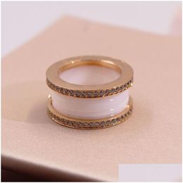 Wedding Rings Band Luxury S925 Sier Diamond Ring For Women Designer Gift Engagement Inlaid Aaa Zircon Plating 18K Rose Gold Mens Part Otkw0