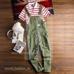 Designer Men's Jeans Fashion Men Jumpsuit Bib Pants Solid Colour Joggers Pockets Streetwear Loose Cotton Straps Suspender Men's Cargo Overalls Rompers 677