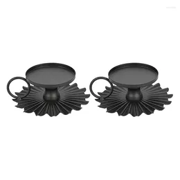 Candle Holders AU -Vintage Holder Set Of 2 Decorative Metal Simple Flower Base Dining Table/Home Decoration