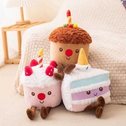 Plush Dolls Cartoon Cake Plush Strawberry Fruit Muffin Shape Plush Toy Fill Cute Ice Snacks Decorate Childrens Birthday Party Gift H240521