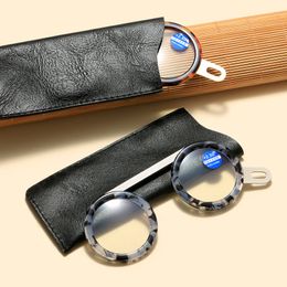 Leather Magnifying Glass Storage Set for Elderly Reading Newspapers, Presbyopic Glasses with Leather Cover