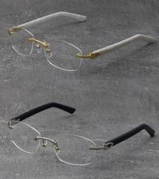 New Rimless White Arms Plank Glasses Women 18K Gold Reading Frame Men Black Optical Myopic Eyeglasses Man Woman Frames Women C Dec1663182