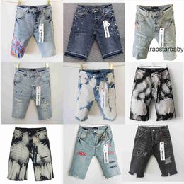 2024 designer purple jeans men purple jeans designer mens slim fit ripped patch denim shorts cargo jean shorts vintage ripped graffiti high quality quarter pants 40