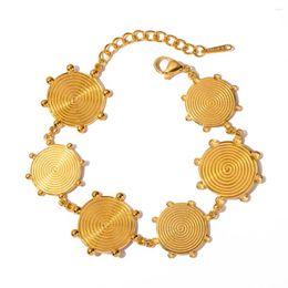 Link Bracelets Uworld Retro Roman Style Geometric 316L Stainless Steel Plating 18K Gold Plated High Quality Women Premium Jewelry
