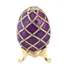 Jewelry Pouches Purple Egg Figurine Trinket Box Souvenir Easter Craft 7 X 4.7cm