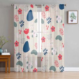 Curtain Bohemian Abstract Floral Design Tulle Curtains For Living Room Bedroom Children Decor Sheer