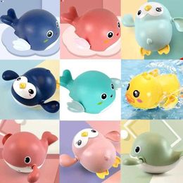 Bath Toys New baby shower toy swimming pool bath duck cartoon animal whale crab chain clock water toy baby 12 24 months old d240522