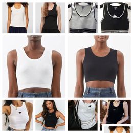 Womens Tanks Camis Women Knits Tops Tee Designer Embroidery Knitted Vest Tank Top Sleeveless Breathable Cropped Plover Sport Anagram C Ot8Ua