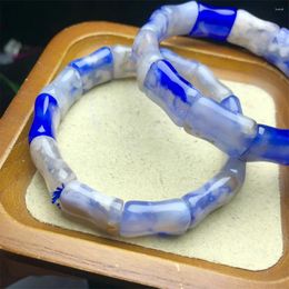 Link Bracelets Natural Blue Flower Agate Bangle String Charms Handmade Fortune Energy Mineral Woman Amulet Jewelry Gift 1PCS