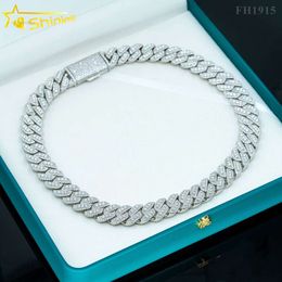 Fine Jewelry Hip Hop Gold Plated Sier 12Mm 15Mm 18Mm VVS Moissanite Diamond Cuban Link Chain Iced Out
