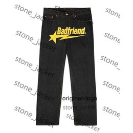 2024 Designer Mens Jeans Y2k Jeans Badfriend Hip Hop Letter Printed Black Pants Men Women Fashion Casual Rock Wide Foot Baggy Trouser Streetwear 4793