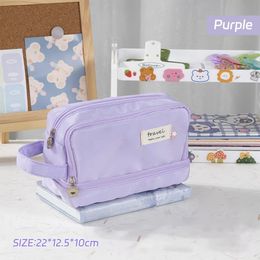 Macaron Pencil Case Double layer Large Capacity pencil bag Cute Back to School Stationery Supplies Schools Offices 240511