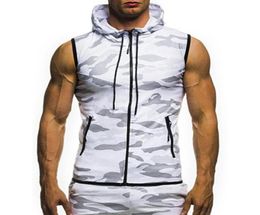 Men039s Hoodies Sweatshirts Elechoices Summer Men Gym Fitness Camouflage Mesh Zip Up Sleeveless Hooded Tank Top5624093