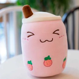 Plush Dolls Cute Boba Tea Cup Toy Bubble Tea Pillow Cute Fruit Beverage Plush Filling Soft Panda Apple Strawberry Milk Tea Childrens Birthday Gift H240521 FQ0K