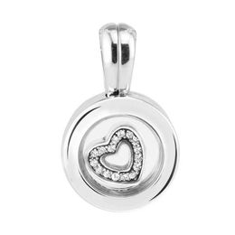 Pendant Necklaces Floating Locket Crystal Glass Clear Cz Beads Woman Original 925 Sterling-Sier-Jewelry Fit Sier Charm Bracelet Whol Dhkut