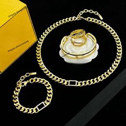 Fashion brand necklace New Style Diamond Inlaid Double Letter Chain Necklace Bracelet Earring High Version Brass Material Female Luxury design jewelry