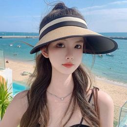 Wide Brim Hats Portable Sun Summer Foldable Beach Hat UV Protection Empty Top Visors Women Girls