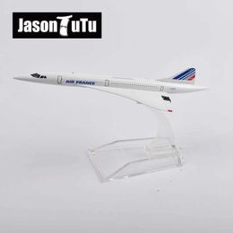 Aircraft Modle JASON TUTU 16cm Air France Concorde Plane Model Aircraft Diecast Metal 1/400 Scale Aeroplane Model Gift Collection Y240522