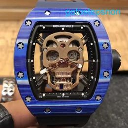 RM Tactical Wrist Watch RM52-01 Tourbillon Ceramic Watch Male Black Technology Cool Wine Bucket Square Large Dial Hollow Out Fully Automatic Mechanical Watch