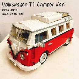 The T1 Camper Car Van Model Building Blocks Compatible DIY Bricks Toys for Christmas Birthday Gift 240517