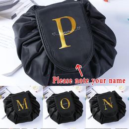 Customise Any Name Drawstring Cosmetic Bag Travel Organiser MakeUp Bags Toiletry Storage Bag Women Make Up Pouch Beauty Case 240510