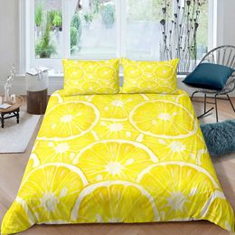 Bedding sets Nature Bedspread Lemon Tree Branches Gardening Design Decorative Quilted 3 Piece Coverlet Set with 2 Shams Full Size H240521 7JAI