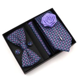 Men Tie Set 23 Color Formal Wedding Floral Necktie Silk Jacquard Woven Tie Handkerchief Cufflinks With Box For Men Business Sui 240522