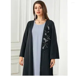 Ethnic Clothing Dubai Open Abaya Kimono Muslim Appliquse Cardigan Maxi Dress Turkey Kaftan Arabic Gown Eid Party Women Ramadan Jalabiya