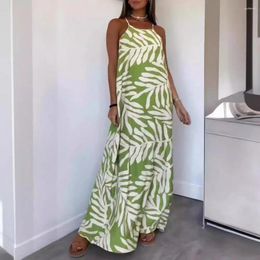 Casual Dresses Women Loose Cut Long Dress Beach Party Tropical Vacation Maxi Colorful Backless Women's Sleeveless Summer Slip