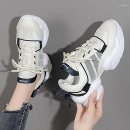 Casual Shoes Women's Sneakers 2024 Summer Leather Ladies Platform Lace Up Fashion And Comfortable Women