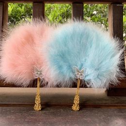 Decorative Figurines Chinese Vintage Hand Fan Colorful Feather For Fairy Girl Dance Wedding Favor Party Decoration High Quality Gift Guest