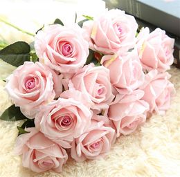 Artificial Flower Rose Silk Flowers Real Touch rose Marrige Decorative Flowers Wedding Decorations Christmas Decor 12 Colours LT464