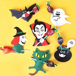 Party Decoration 18PCS Cute Witch Ghost Bat Candy Lollipop Packing Cards Halloween Birthday Decorations Kids Gift Favour Home