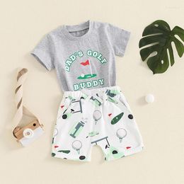 Clothing Sets Toddler Boys Summer Outfits Letter Golf Print Round Neck Short Sleeve T-Shirts Elastic Waist Shorts 2Pcs Clothes Set