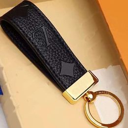 Lanyards High Quality Leather Keychain Classic key Chain Letter Card Holder Exquisite Portachiavi Luxury Designer Keyring Cute For Women Men accessories Y19