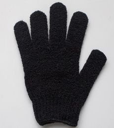 New Black Nylon Body Cleaning Gloves Exfoliating Bath Glove Five Fingers Shower Gloves Bathroom Supplies LX23006577564