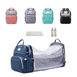 Diaper Bags Newly designed 3-in-1 USB diaper bag baby crib foldable sleeping bed with replacement pad sun shading sleeping bag baby stroller pocket d240522