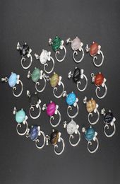 12PCS Natural Stone Cute Sweet Cat Pendant Necklace Chakra Cure Quartz Crystal Hello Cats Jewellery Birthday Gifts for HerMumWife6788374