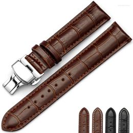 Watch Bands Genuine Leather Calfskin Strap 14 16 18mm 19mm 20mm 21mm 22mm 24mm Watchband Men Universal Replacement Butterfly Buckle Bracelet